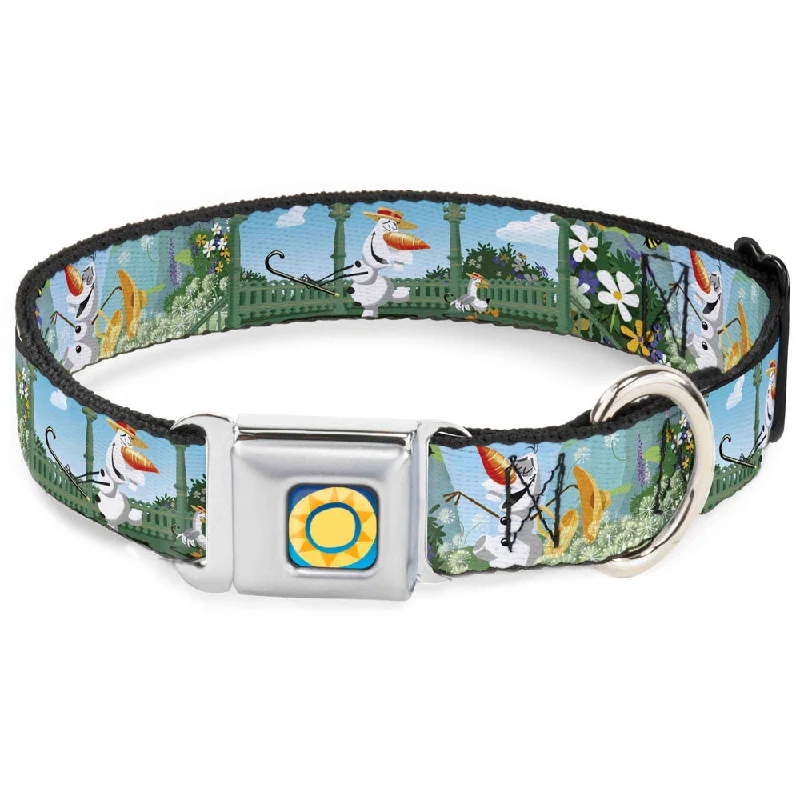 Frozen Sun2 Royal Full Color Blue/Yellows Seatbelt Buckle Collar - Olaf Garden Scenes