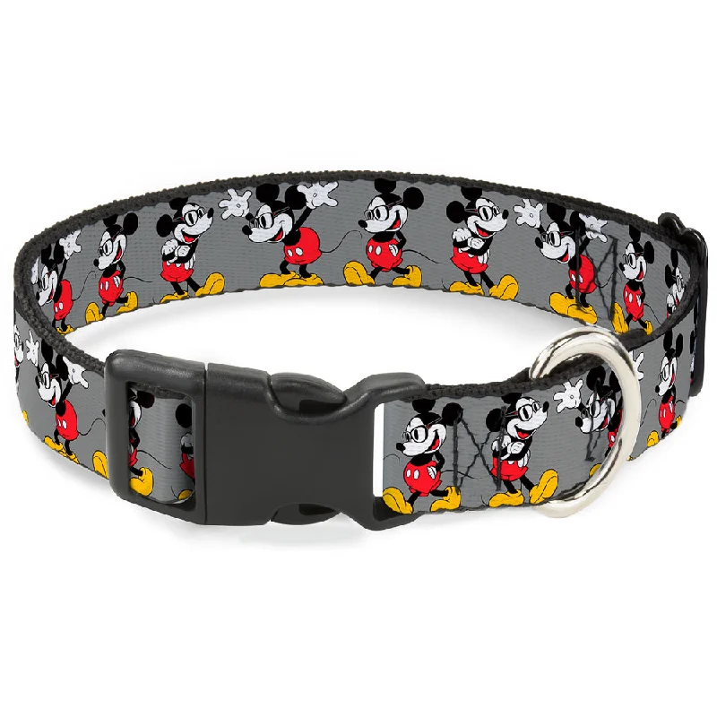 Plastic Clip Collar - Mickey Mouse w/Glasses Poses Gray