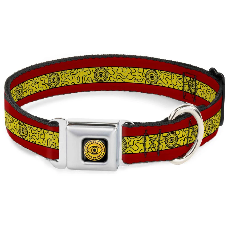 Doctor Strange Eye of Agamotto Full Color Black/Gold Seatbelt Buckle Collar - Doctor Strange Eye of Agamotto Stripe Red/Gold/Black