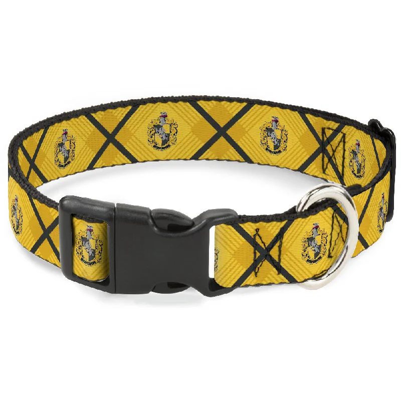 Plastic Clip Collar - Harry Potter Hufflepuff Crest Plaid Yellows/Gray