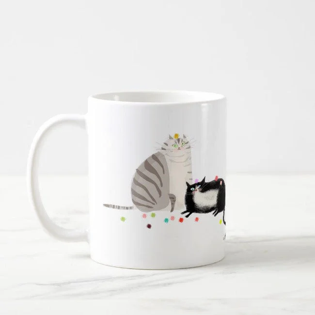 Grey & Tux Cat Mug- Party Balls