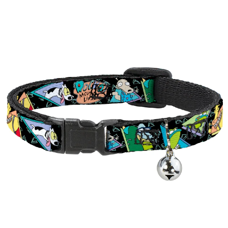 Cat Collar Breakaway with Bell - ROCKO'S MODERN LIFE Character Portraits Triangles Black Blue