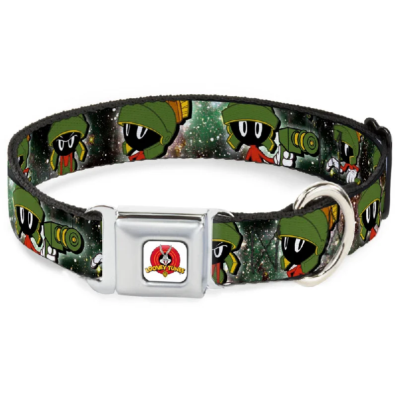 Looney Tunes Logo White Seatbelt Buckle Collar - Marvin the Martian 4-Poses Galaxy