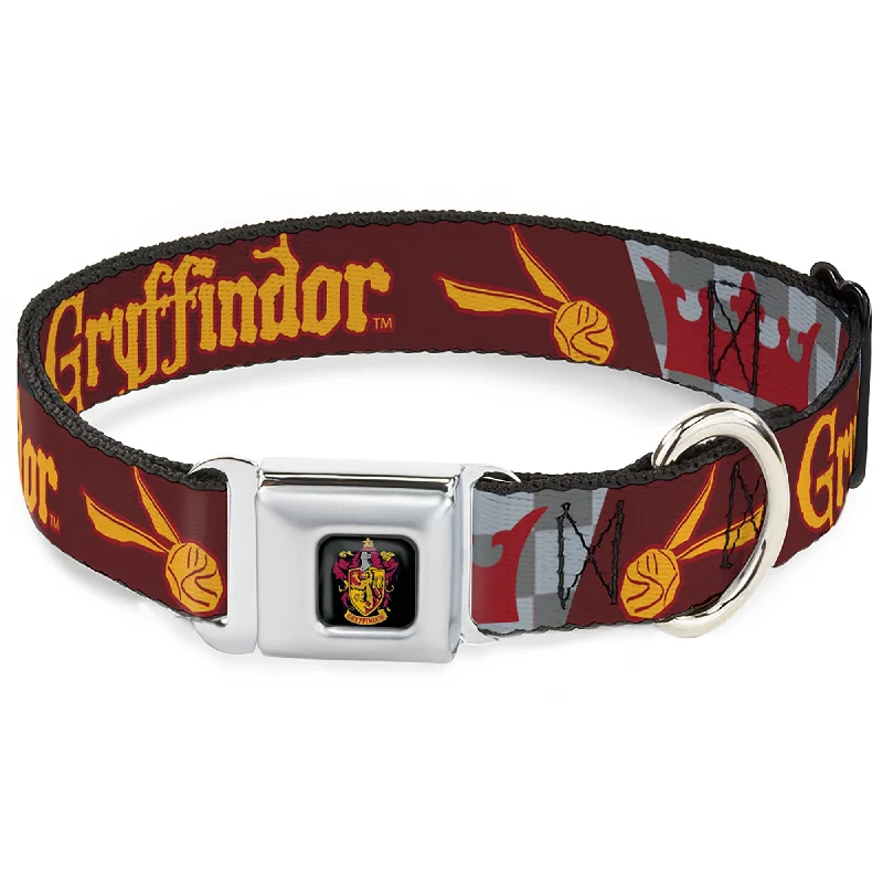 Gryffindor Crest Full Color Seatbelt Buckle Collar - Harry Potter GRYFFINDOR/Quiditch Ball/Crown Burgundy Red/Golds/Grays