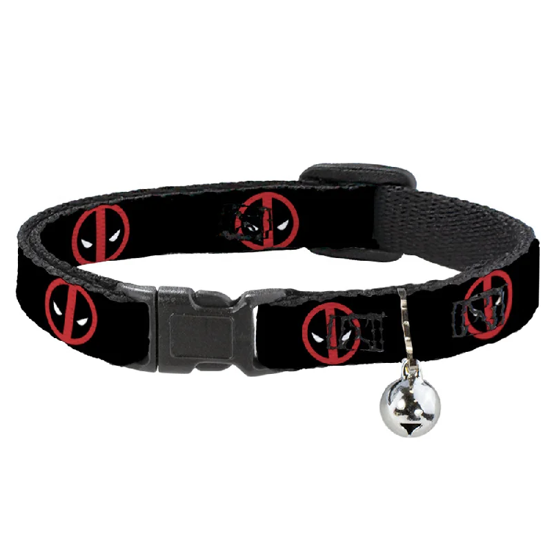 MARVEL DEADPOOL Cat Collar Breakaway - Deadpool Logo Black Red White