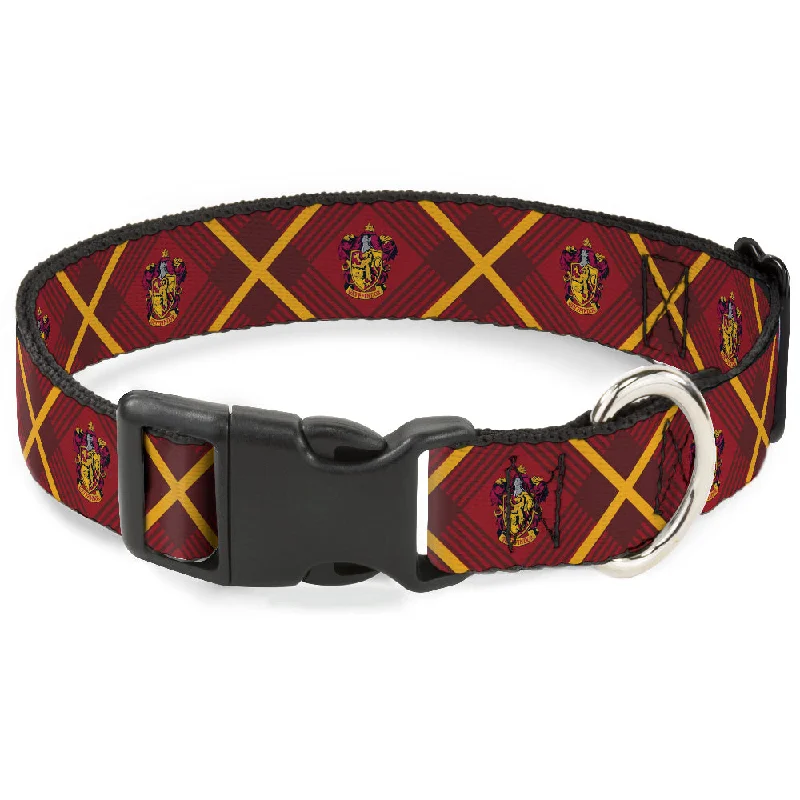 Plastic Clip Collar - Harry Potter Gryffindor Crest Plaid Reds/Gold