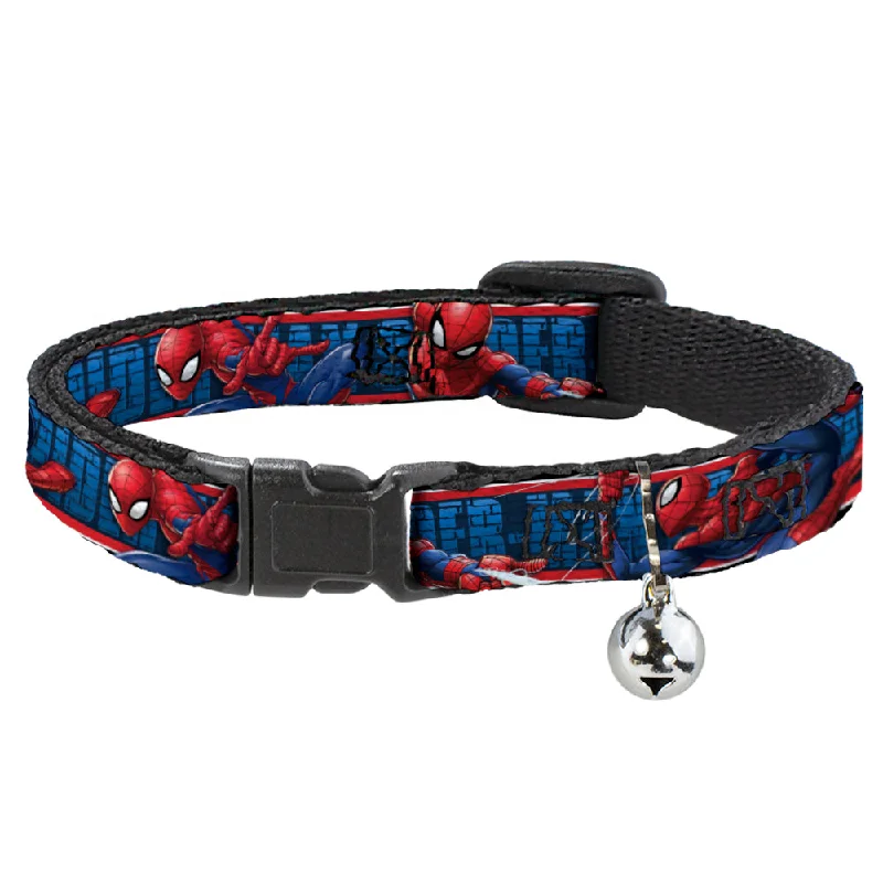 ULTIMATE SPIDER-MAN Cat Collar Breakaway - SPIDER-MAN 3-Action Poses Bricks Stripe Blues Red White