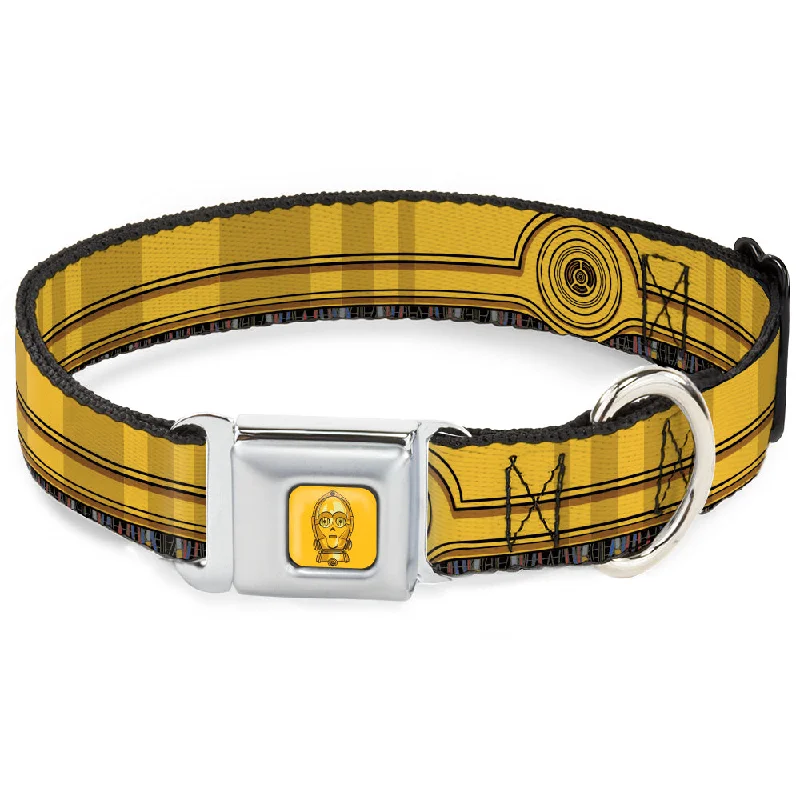 C3-PO Face Full Color Yellows/Black Seatbelt Buckle Collar - Star Wars C3-PO Wires Bounding2 Yellows/Black/Multi Color