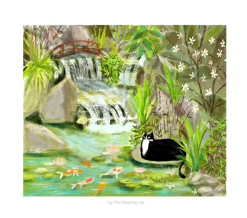 Koi Pond Kitty- Fine Art Print