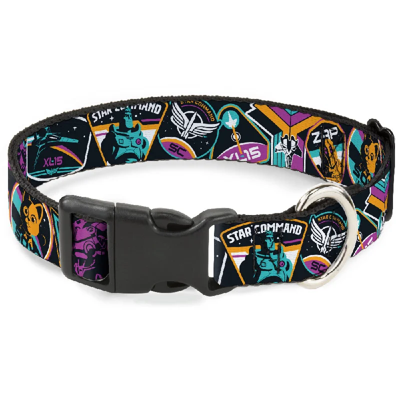 Plastic Clip Collar - Lightyear Mission Patches Collage Black/Multi Color