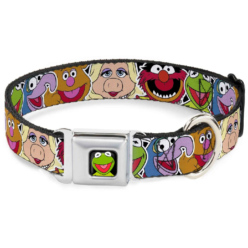 Kermit Face Full Color Black Seatbelt Buckle Collar - Muppets Faces CLOSE-UP Black