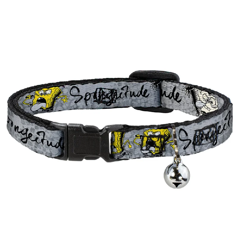 Cat Collar Breakaway with Bell - SpongeBob 3-Poses SPONGEITUDE Grays Black