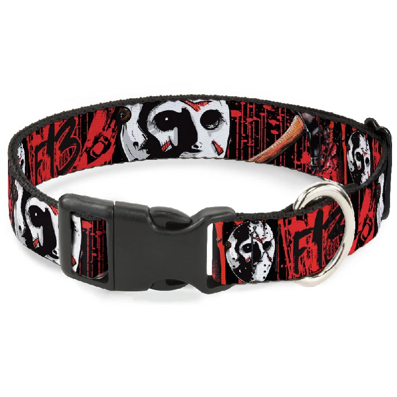 Plastic Clip Collar - FRIDAY THE 13th/Jason Mask4/Axe Blood Splatter Black/Red/White