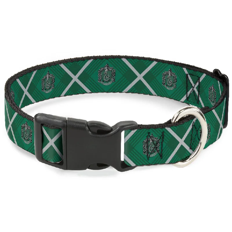 Plastic Clip Collar - Harry Potter Slytherin Crest Plaid Greens/Gray