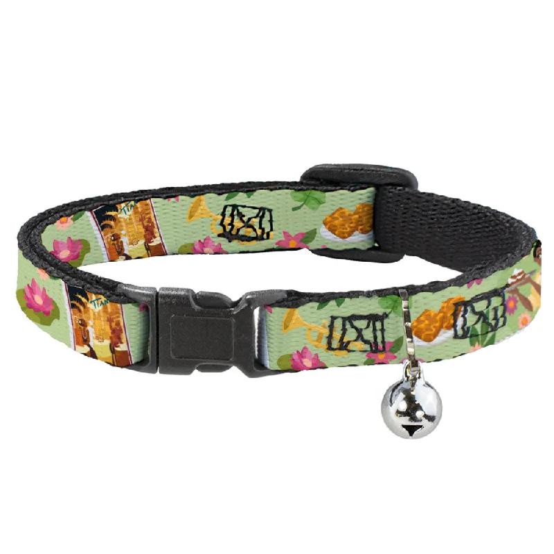 Cat Collar Breakaway with Bell - The Princess and the Frog Tiana's Place Collage Greens Pinks