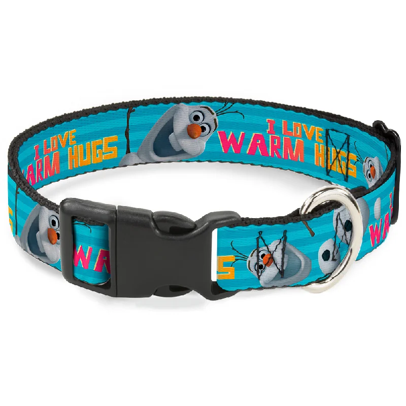 Plastic Clip Collar - Olaf Pose I LOVE WARM HUGS Stripe Blues