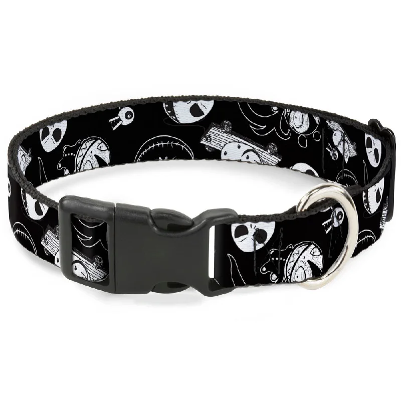 Plastic Clip Collar - Nightmare Before Christmas Jack Expressions/Scary Teddy/Killer Duck Collage Black/White