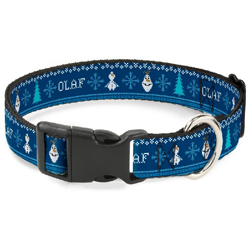 Plastic Clip Collar - Olaf/Snowflakes Stitch Blues/White