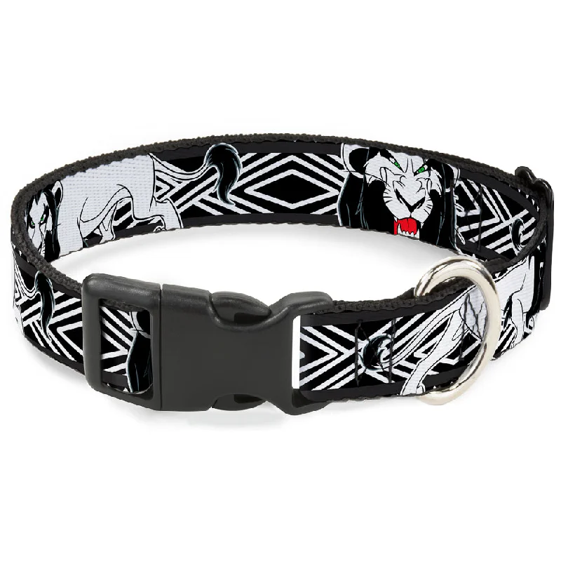 Plastic Clip Collar - Lion King Scar Poses White/Black