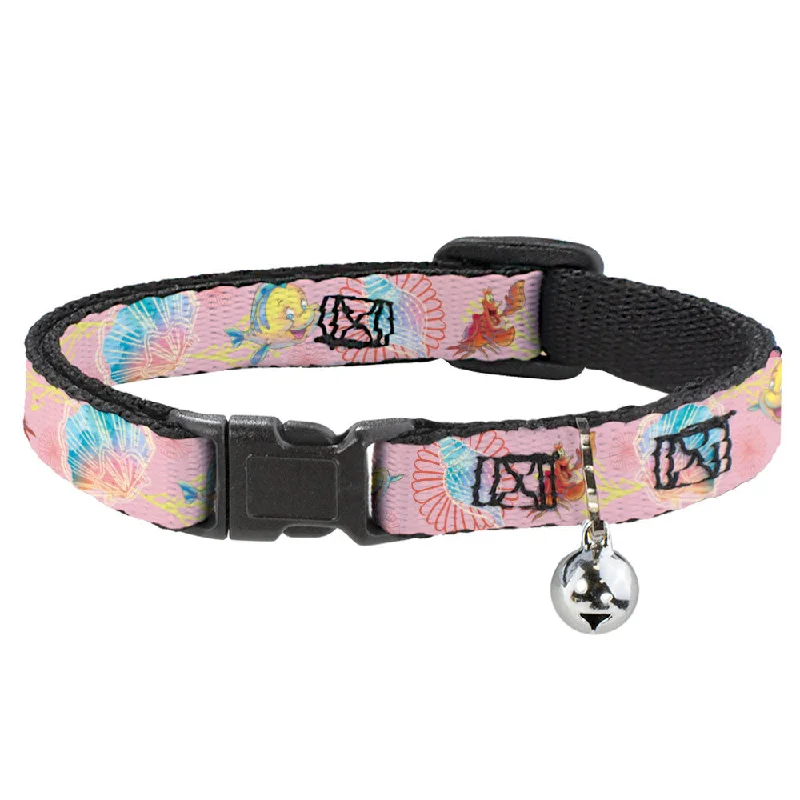 Cat Collar Breakaway with Bell - The Little Mermaid Flounder and Sebastian Under the Sea Pinks