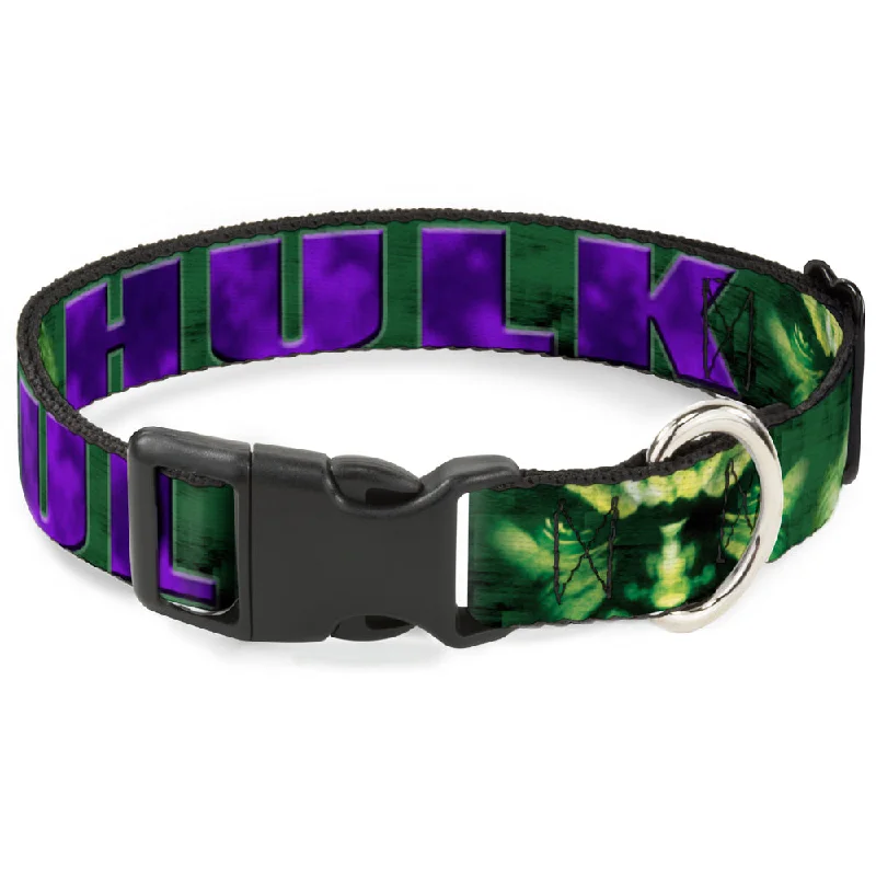 Plastic Clip Collar - HULK Face CLOSE-UP/Action Pose Greens/Purples