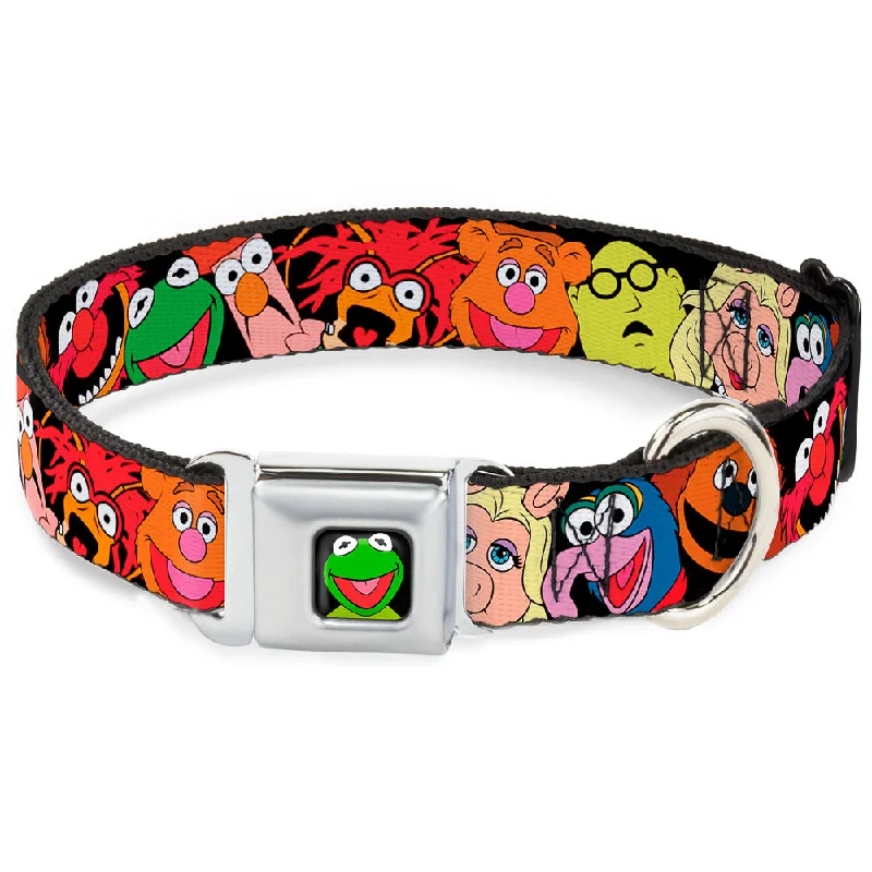 Kermit Face Full Color Black Seatbelt Buckle Collar - Muppets Faces Black