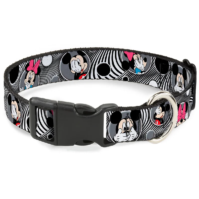 Plastic Clip Collar - Mickey & Minnie Peek-a-Boo Expressions Swirl Black/White