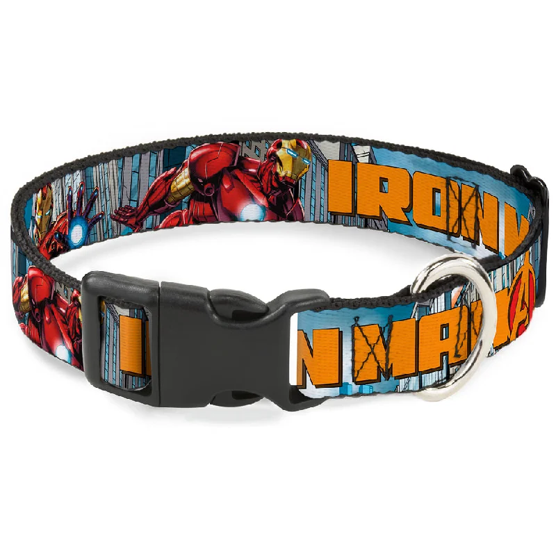 Plastic Clip Collar - IRON MAN w/Avengers Logo Cityscape