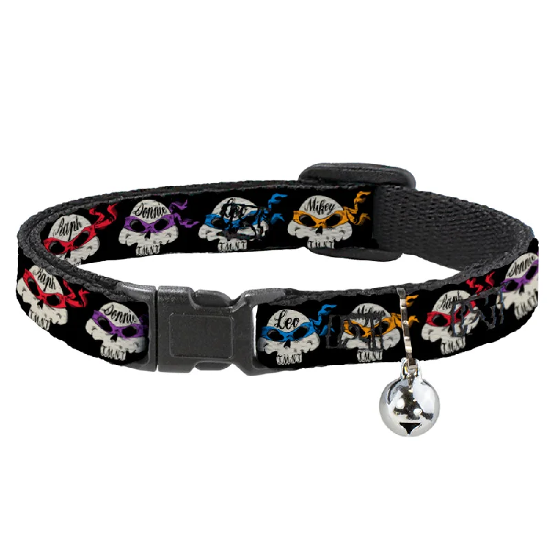 Cat Collar Breakaway with Bell - TMNT 4-Turtle Road Rebel Skulls Black