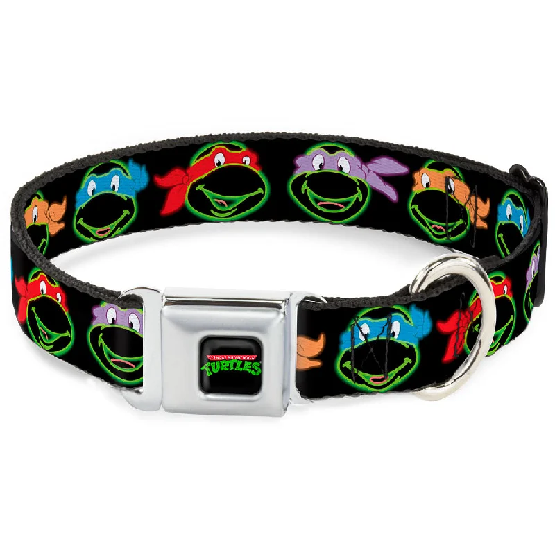 Classic TEENAGE MUTANT NINJA TURTLES Logo Seatbelt Buckle Collar - Classic Teenage Mutant Ninja Turtles Electric Expressions Black/Multi Neon