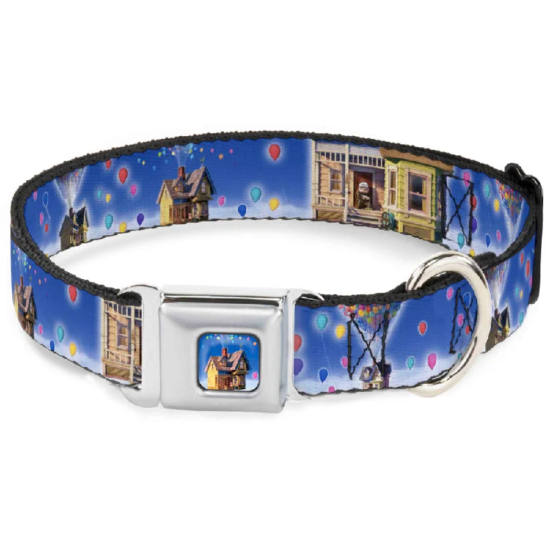 Flying House w/Balloons Full Color Seatbelt Buckle Collar - Up Carl on Porch/Flying House/Balloons