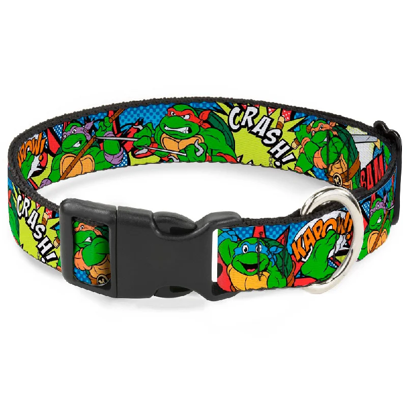 Plastic Clip Collar - Classic Teenage Mutant Ninja Turtles Action Poses/Action Bubbles Dots Blues