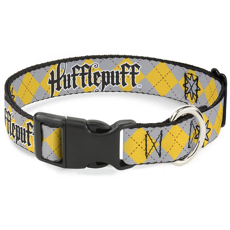 Plastic Clip Collar - Harry Potter HUFFLEPUFF/Stars Argyle Plaid Gray/Gold/Browns