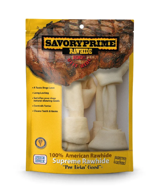 Savory Prime 8-9” Large Bone White for Dogs - 4 pk