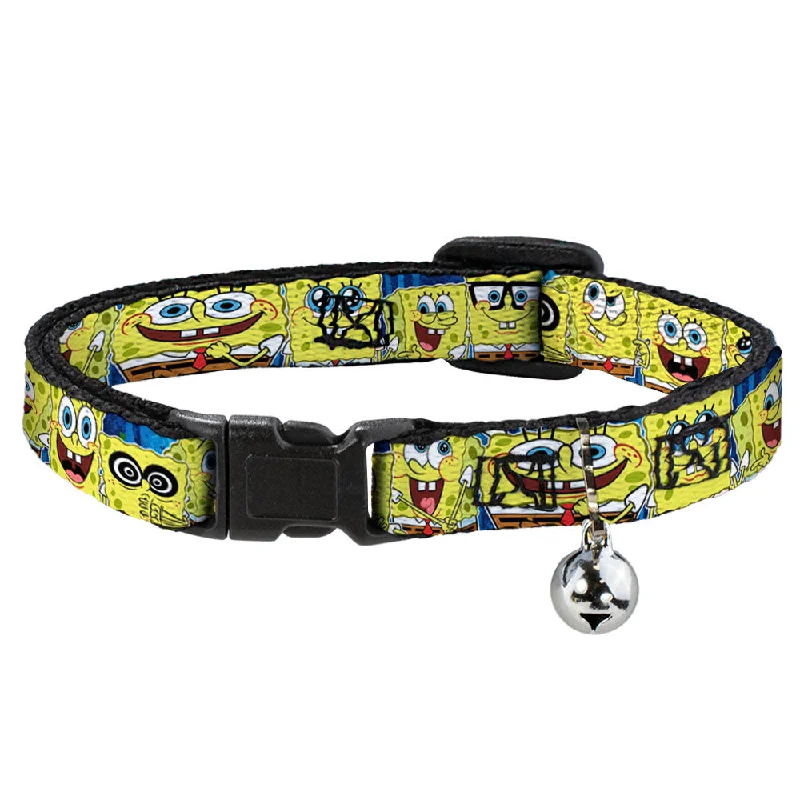 Cat Collar Breakaway with Bell - SpongeBob Expressions Stripe Blue