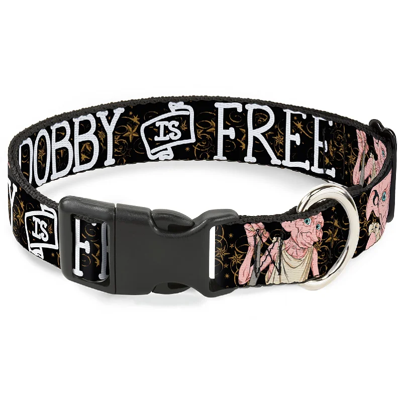 Plastic Clip Collar - DOBBY IS FREE/3-Dobby Poses Star Swirls Black/Gold/White