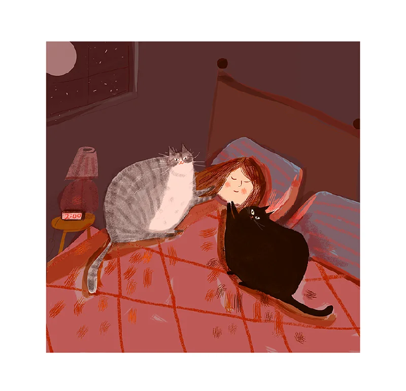 The Bonding Hour - Cat Print - Custom Colors