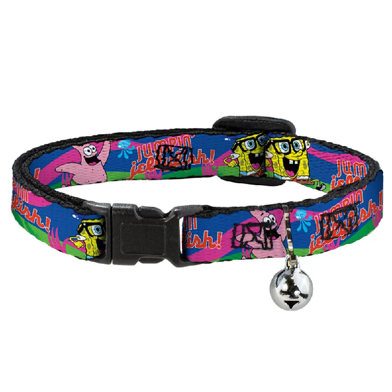 Cat Collar Breakaway with Bell - Nerd SpongeBob & Patrick Starfish Running JUMPIN' JELLYFISH! Multi Color Red