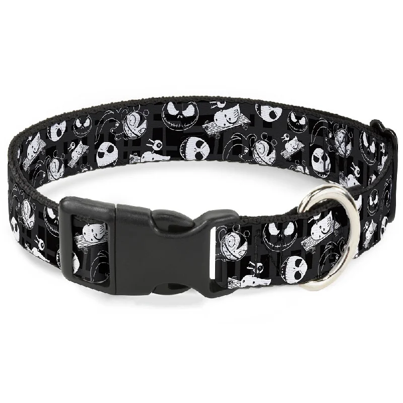 Plastic Clip Collar - Nightmare Before Christmas Jack Expressions/Scary Teddy/Killer Duck Collage2 Plaid Black/Gray/White