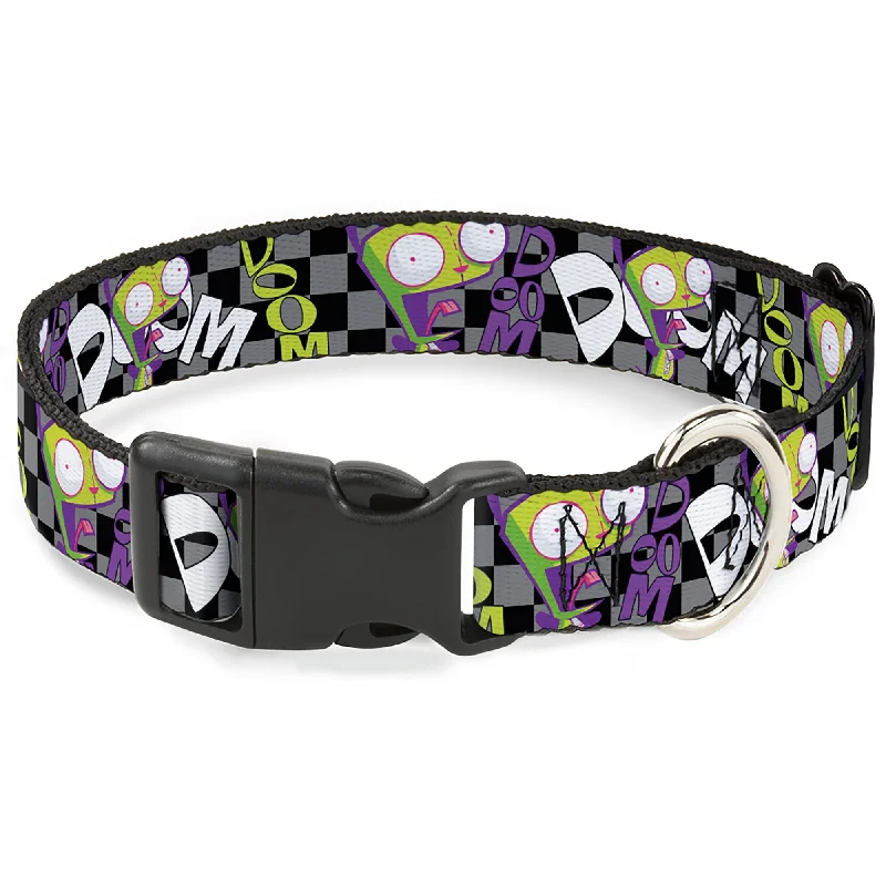 Plastic Clip Collar - Invader Zim GIR DOOM Pose Checker Black/Gray