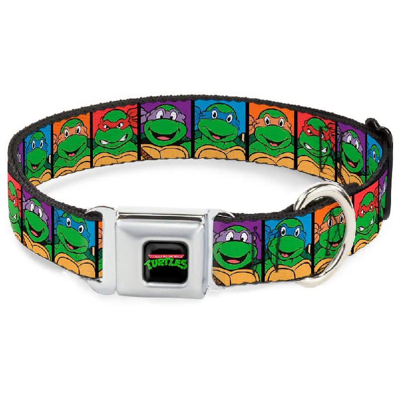 Classic TEENAGE MUTANT NINJA TURTLES Logo Seatbelt Buckle Collar - Classic Teenage Mutant Ninja Turtles Face Blocks Black/Multi Color