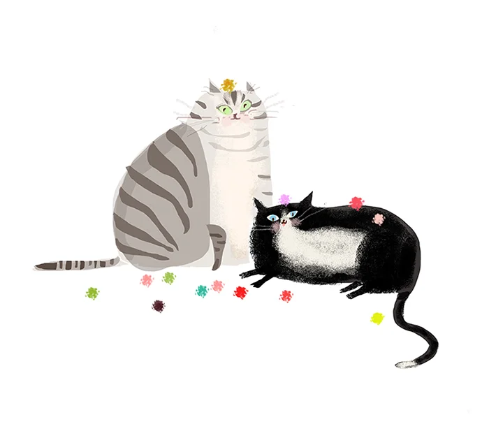 Party Balls - Cat Print - Grey & Tux