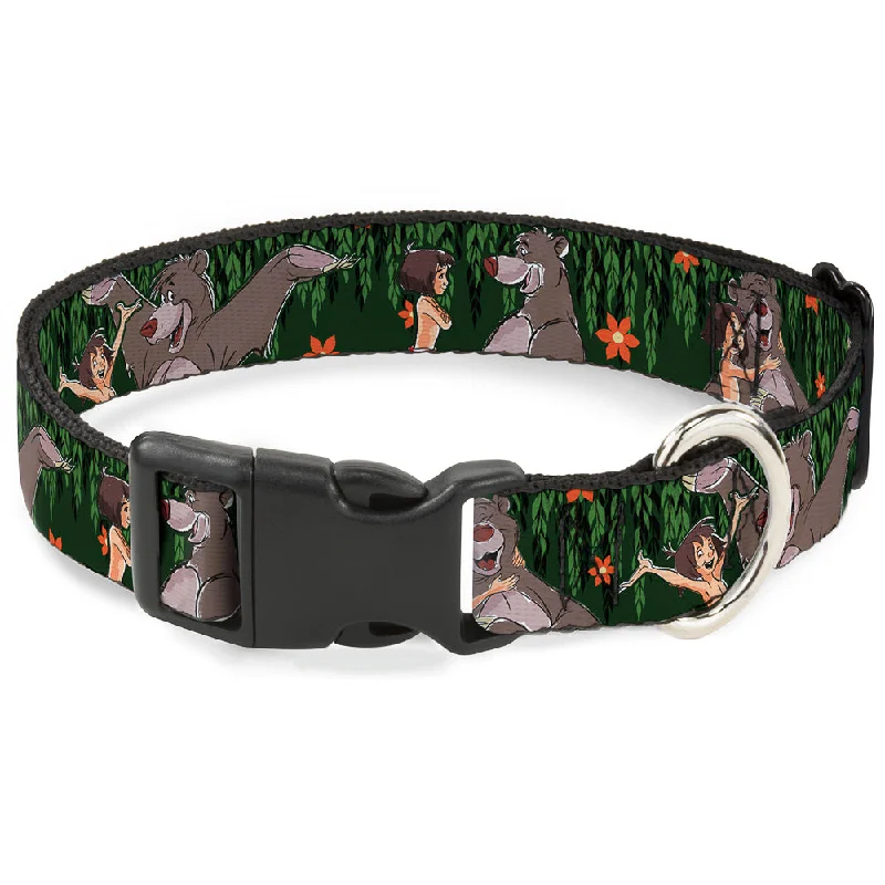 Plastic Clip Collar - Mowgli & Baloo 3-Poses Leaves/Flowers Greens/Orange