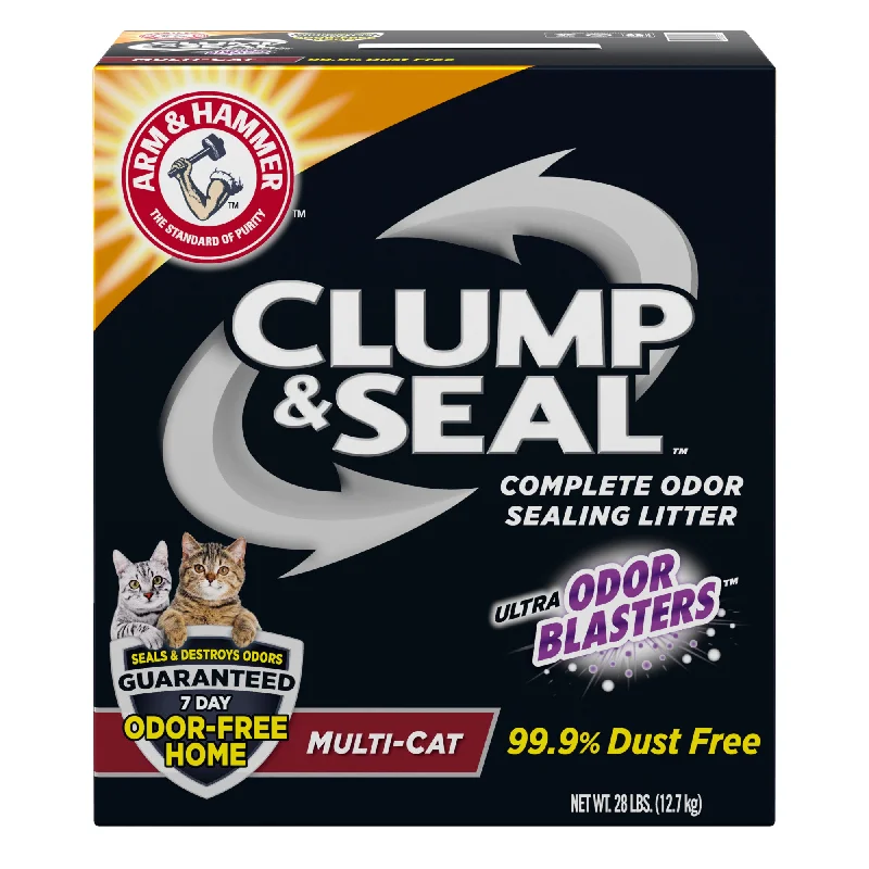 ARM & HAMMER Clump & Seal Cat Litter, Multi-Cat Complete Odor Sealing Clumping Clay Litter, 28 lb