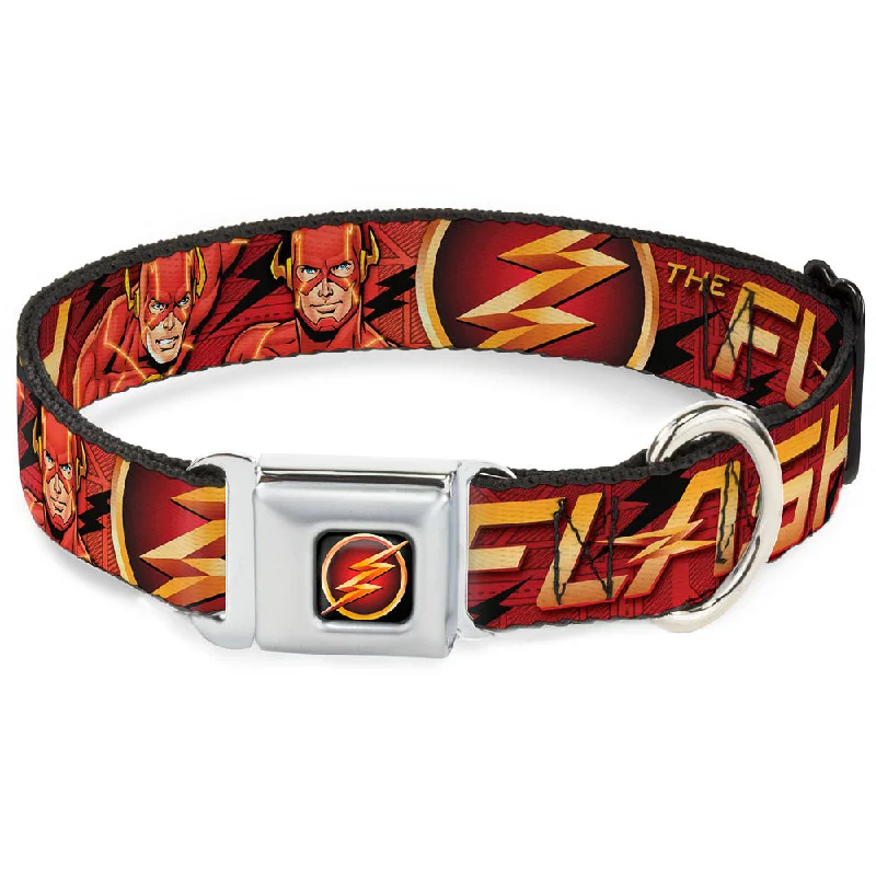 Flash Logo3 Full Color Black Gold Red Seatbelt Buckle Collar - THE FLASH/Logo3/Poses Black/Red/Gold