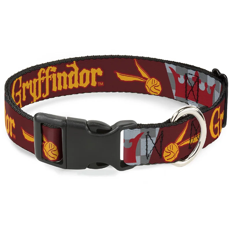 Plastic Clip Collar - Harry Potter GRYFFINDOR/Quiditch Ball/Crown Burgundy Red/Golds/Grays