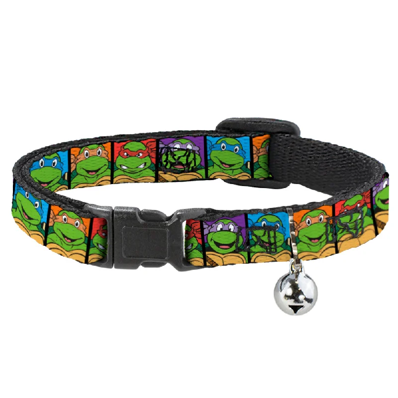 Cat Collar Breakaway with Bell - Classic TMNT Face Blocks Black Multi Color