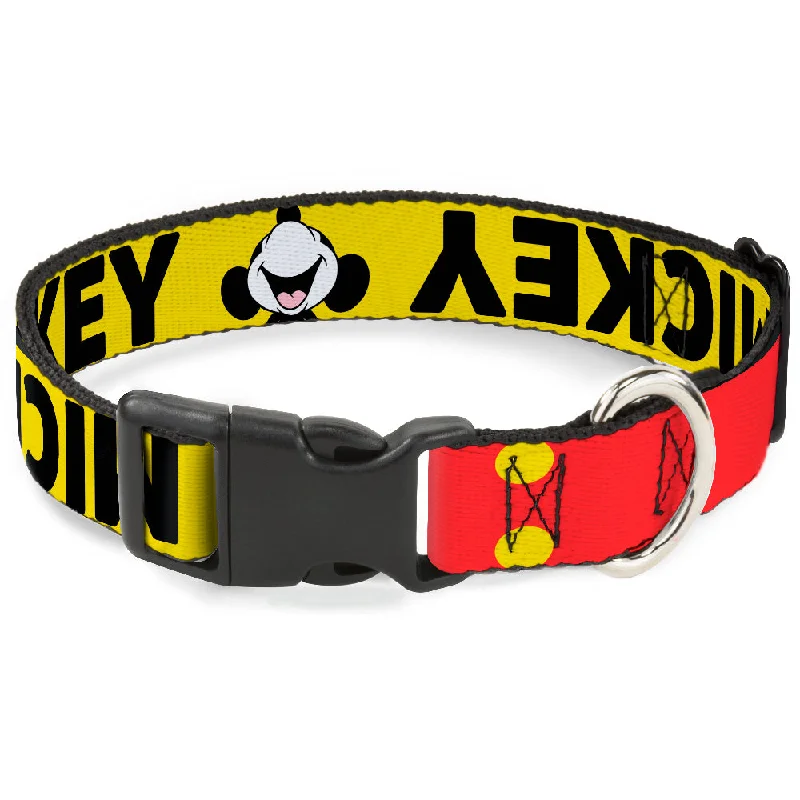 Plastic Clip Collar - MICKEY Smiling Up Pose Flip/Buttons Yellow/Black/Red