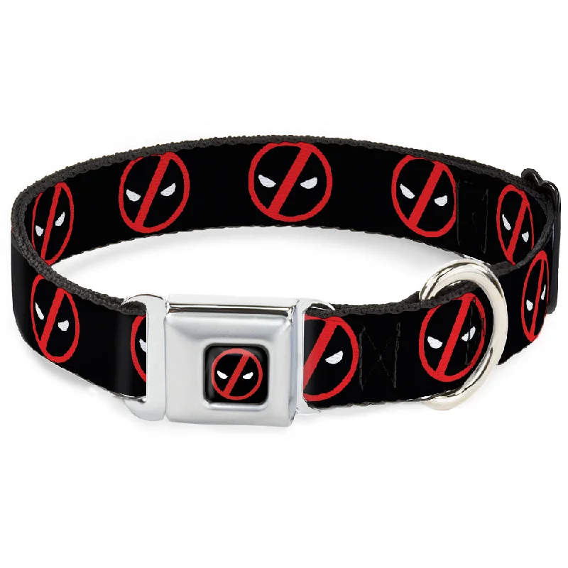 Deadpool Logo CLOSE-UP Black/Red/White Seatbelt Buckle Collar - Deadpool Logo2 Black/Red/White