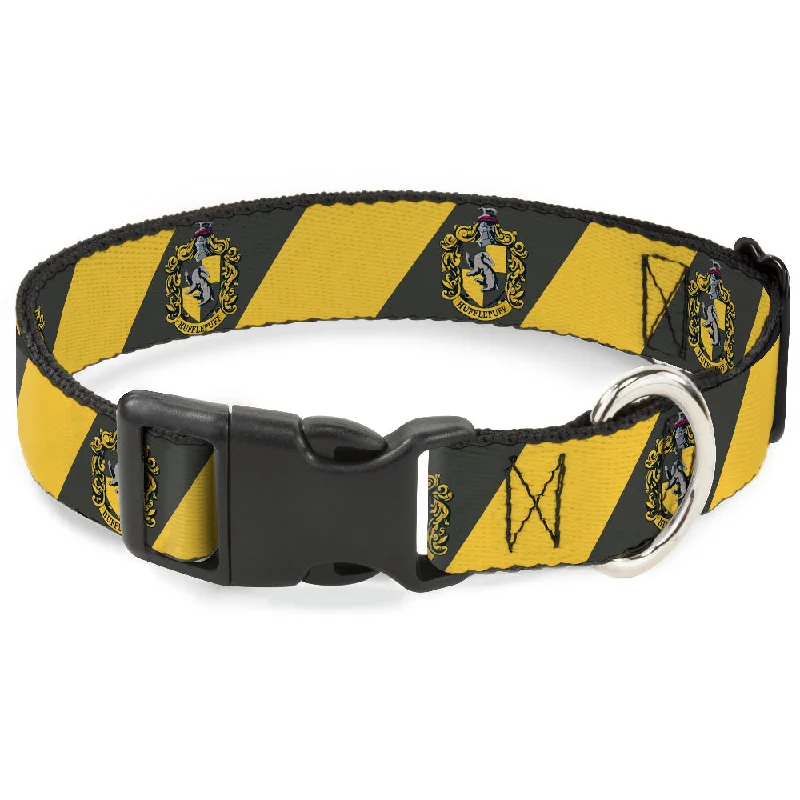 Plastic Clip Collar - HUFFLEPUFF Crest Diagonal Stripe Charcoal Gray/Yellow